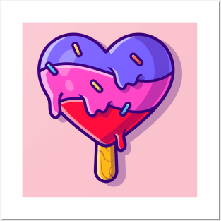 Popsicle Ice Cream Love Cartoon Posters and Art